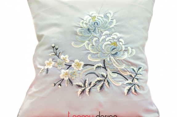 Cushion cover - chrysanthemum embroidery